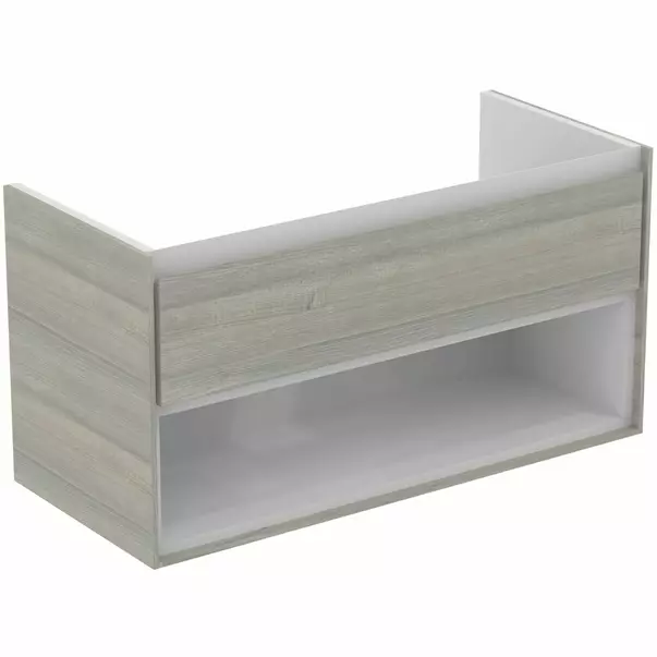 Dulap suspendat pentru lavoar gri deschis lemn Ideal Standard Connect Air 100 cm cu spatiu depozitare [2]