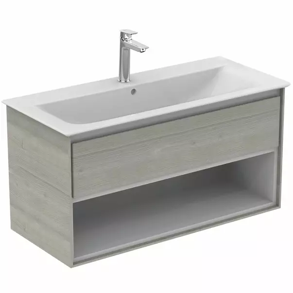 Dulap suspendat pentru lavoar gri deschis lemn Ideal Standard Connect Air 100 cm cu spatiu depozitare [3]