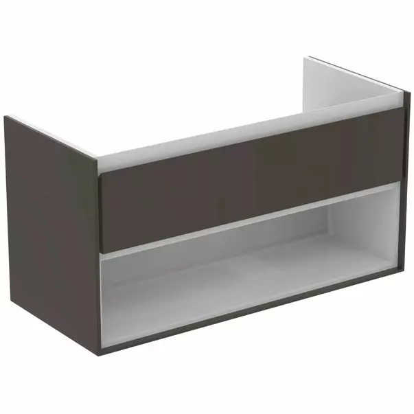  Dulapuri baie - Dulap suspendat pentru lavoar maro inchis lemn Ideal Standard Connect Air 100 cm cu spatiu depozitare
