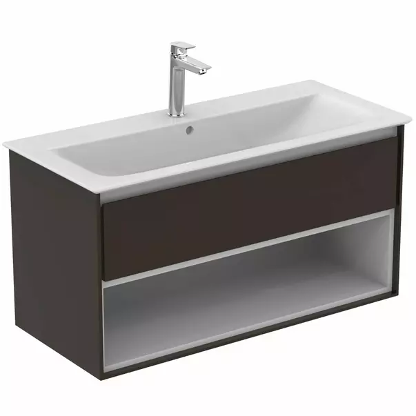 Dulap suspendat pentru lavoar maro inchis lemn Ideal Standard Connect Air 100 cm cu spatiu depozitare [3]