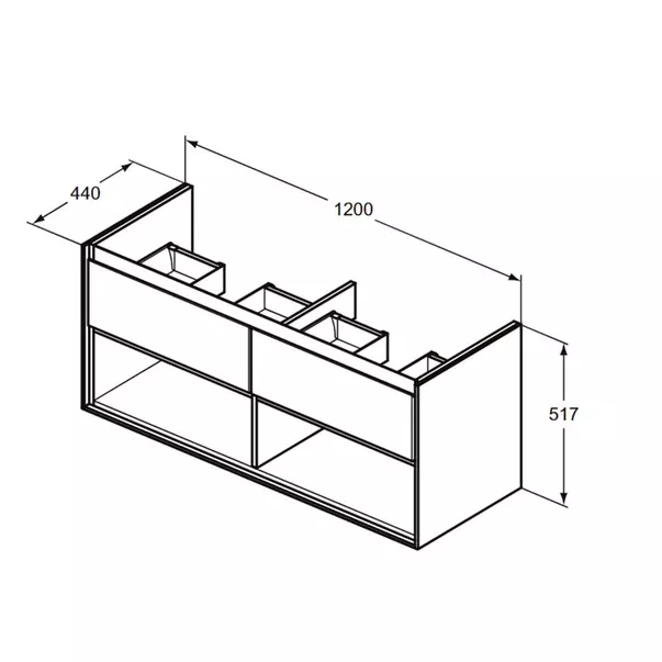 Dulap suspendat pentru lavoar alb Ideal Standard Connect Air 120 cm cu spatiu depozitare E0818B2 [3]