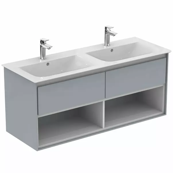 Dulap suspendat pentru lavoar gri deschis mat Ideal Standard Connect Air 120 cm cu spatiu depozitare [3]