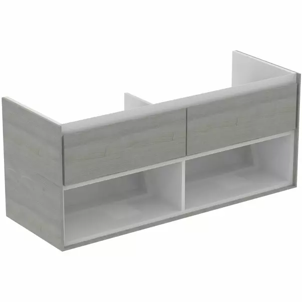  Dulapuri baie - Dulap suspendat pentru lavoar gri deschis lemn Ideal Standard Connect Air 120 cm cu spatiu depozitare