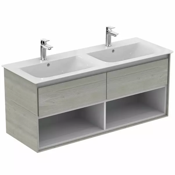 Dulap suspendat pentru lavoar gri deschis lemn Ideal Standard Connect Air 120 cm cu spatiu depozitare [3]