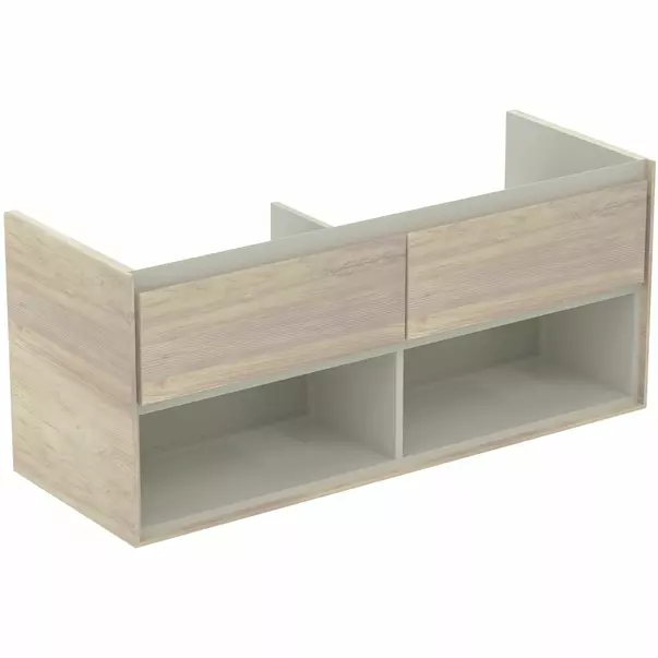  Dulapuri baie - Dulap suspendat pentru lavoar maro deschis lemn Ideal Standard Connect Air 120 cm cu spatiu depozitare
