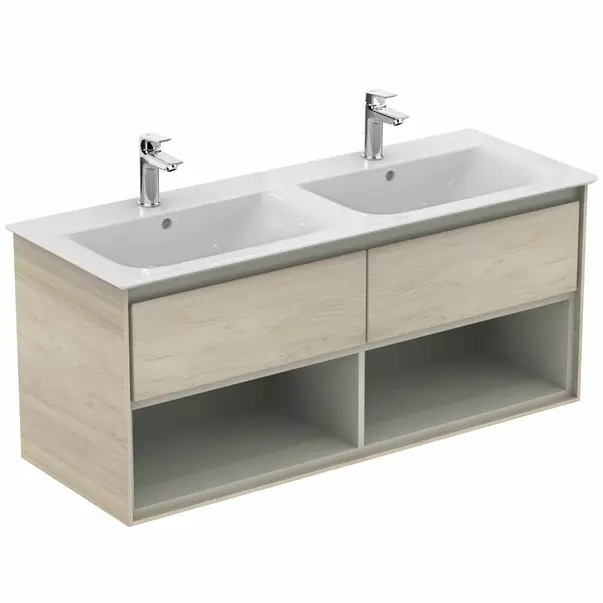 Dulap suspendat pentru lavoar maro deschis lemn Ideal Standard Connect Air 120 cm cu spatiu depozitare [3]