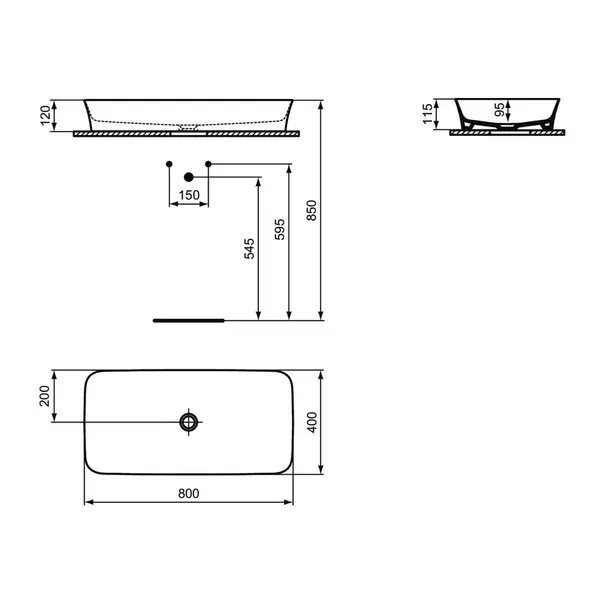 Lavoar pe blat Ideal Standard Atelier Ipalyss 80 cm alb lucios [11]