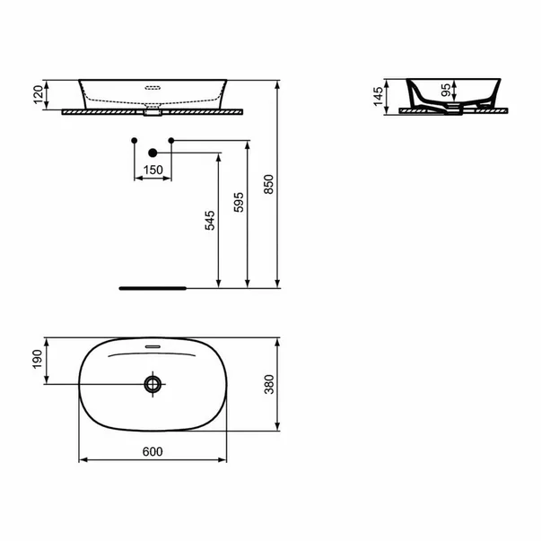 Lavoar pe blat Ideal Standard Atelier Ipalyss 60 cm alb [3]