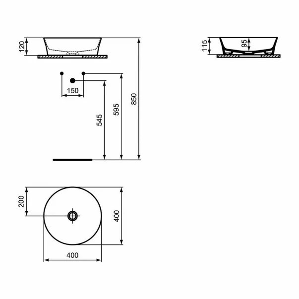 Lavoar pe blat Ideal Standard Atelier Ipalyss Powder 40 cm albastru [3]
