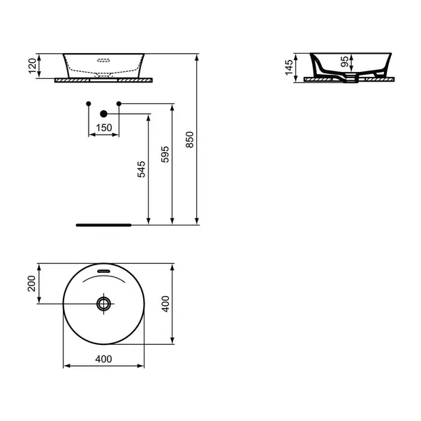 Lavoar pe blat Ideal Standard Atelier Ipalyss Concrete 40 cm gri beton cu preaplin [8]