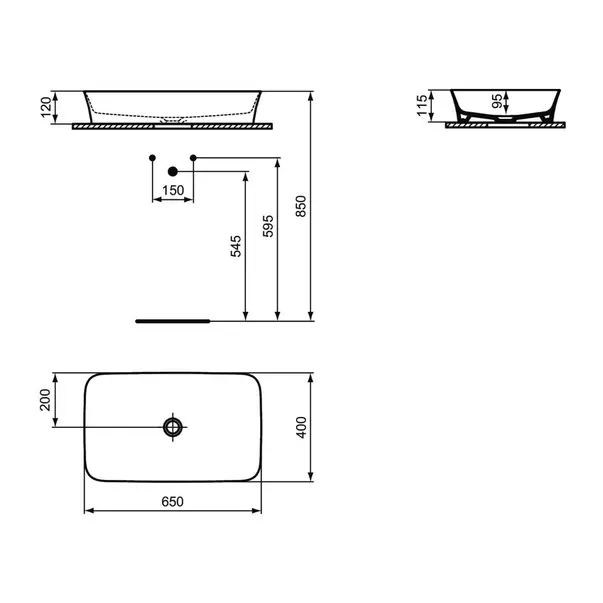 Lavoar pe blat Ideal Standard Atelier Ipalyss Slate Grey 65 cm gri [11]