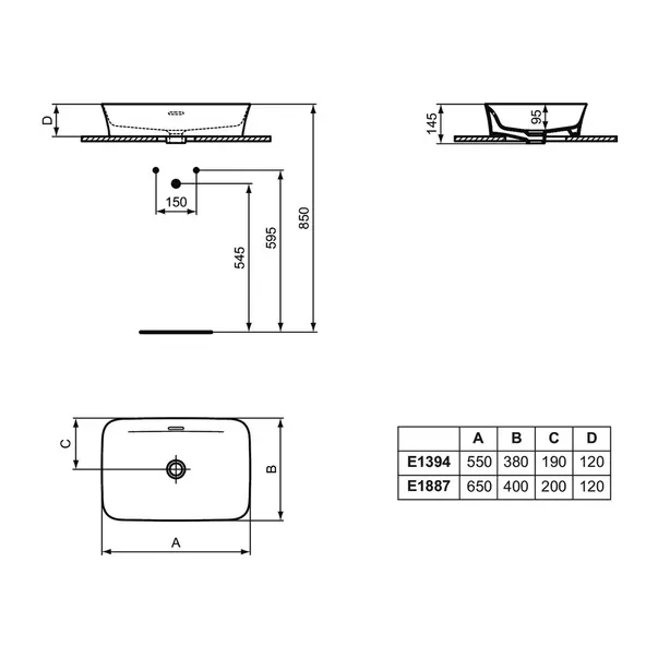 Lavoar pe blat Ideal Standard Atelier Ipalyss Concrete 65 cm gri beton cu preaplin [10]