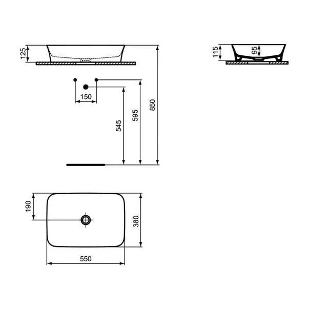 Lavoar pe blat Ideal Standard Atelier Ipalyss Slate Grey 55 cm gri [3]