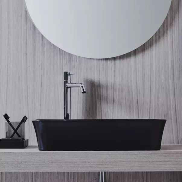 Lavoare - Lavoar pe blat Ideal Standard Atelier Ipalyss 55 cm negru lucios cu orificiu baterie