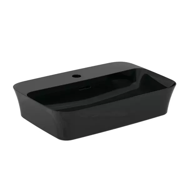 Lavoar pe blat Ideal Standard Atelier Ipalyss 55 cm negru lucios cu orificiu baterie [2]