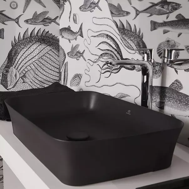 Lavoare - Lavoar pe blat Ideal Standard Atelier Ipalyss 55 cm negru lucios cu preaplin