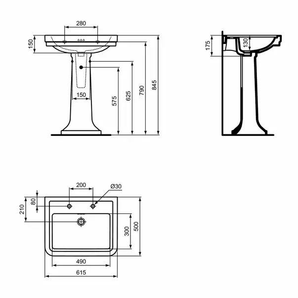 Lavoar suspendat Ideal Standard Atelier Calla alb lucios 62 cm cu 2 orificii baterie si preaplin [9]