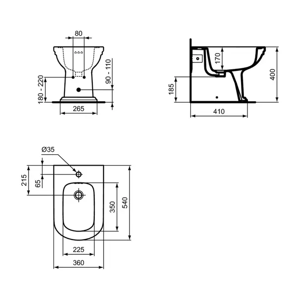Bideu pe pardoseala Ideal Standard Atelier Calla BTW alb lucios [10]