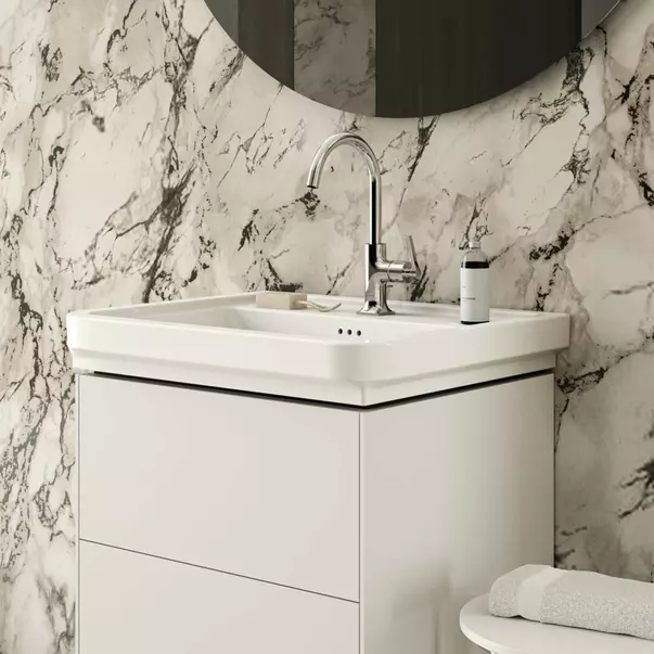 Lavoar pe mobilier Ideal Standard Atelier Calla alb lucios 67 cm cu orificiu baterie si preaplin [4]