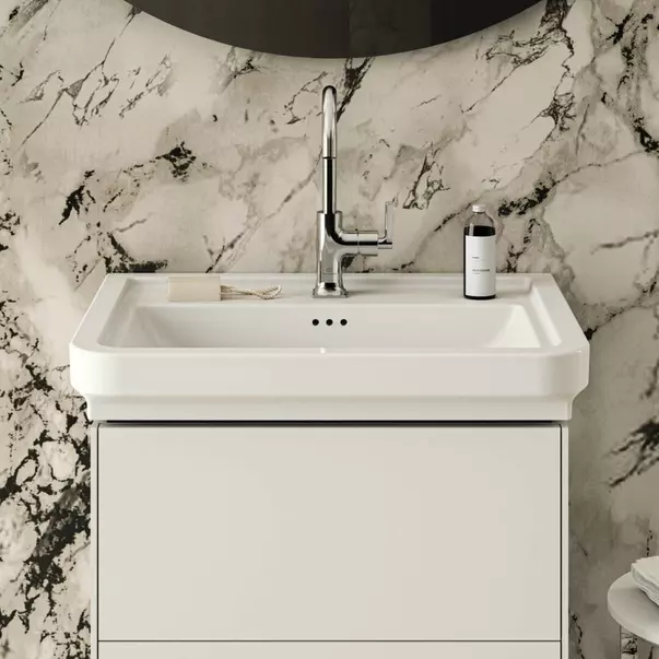 Lavoar pe mobilier Ideal Standard Atelier Calla alb lucios 67 cm cu orificiu baterie si preaplin [6]
