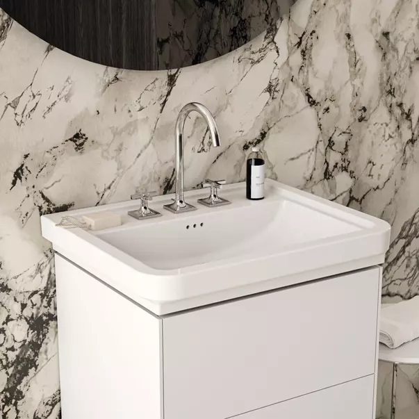 Lavoare - Lavoar pe mobilier Ideal Standard Atelier Calla alb lucios 67 cm cu 3 orificii baterie