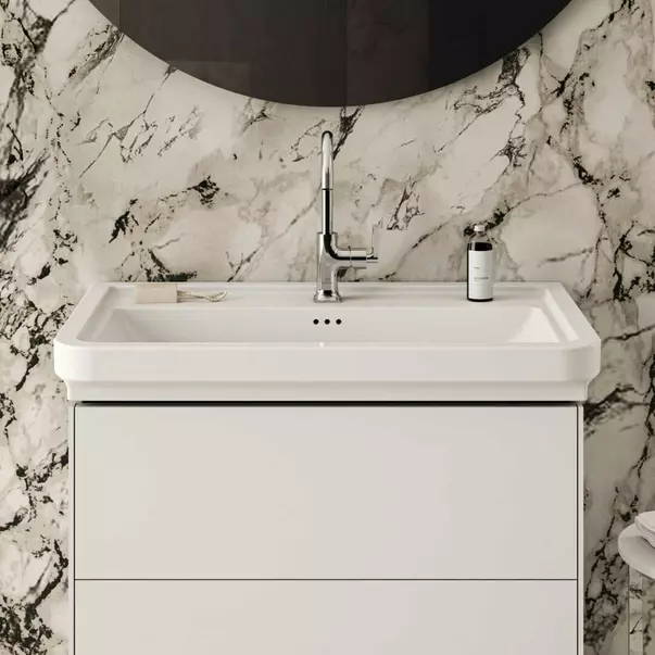 Lavoar pe mobilier Ideal Standard Atelier Calla alb lucios 87 cm cu orificiu baterie si preaplin [5]