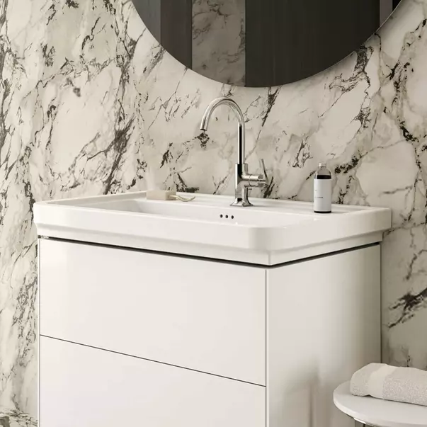 Lavoar pe mobilier Ideal Standard Atelier Calla alb lucios 87 cm cu orificiu baterie si preaplin [7]