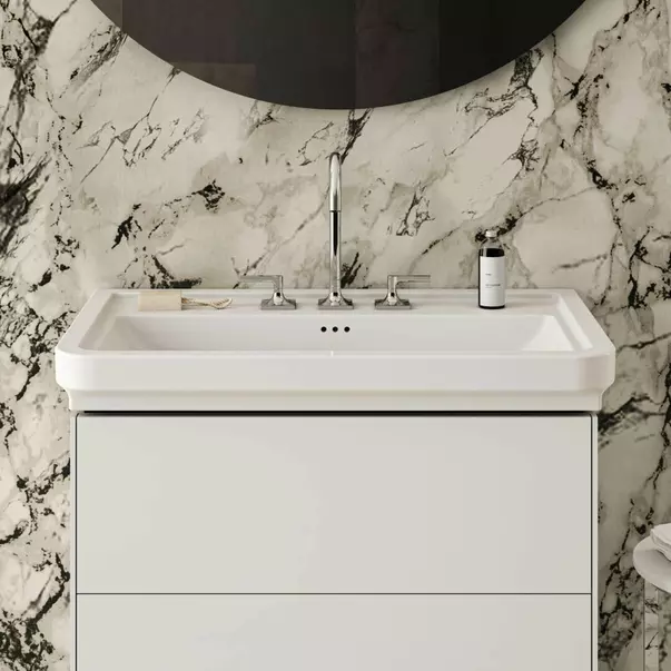 Lavoar pe mobilier Ideal Standard Atelier Calla alb lucios 87 cm cu 3 orificii baterie [4]
