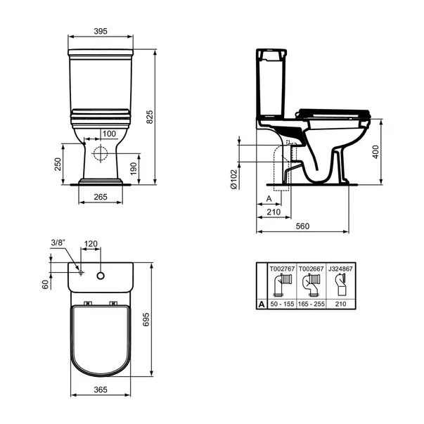 Rezervor pe vas WC Ideal Standard Atelier Calla cu alimentare inferioara alb lucios [8]