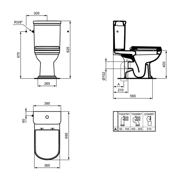 Rezervor pe vas WC Ideal Standard Atelier Calla cu alimentare laterala alb lucios [9]