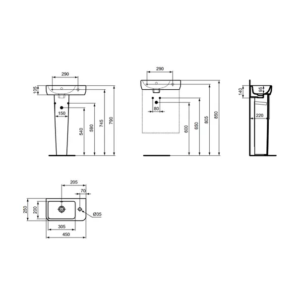 Piedestal pentru lavoar Ideal Standard i.Life S alb [4]