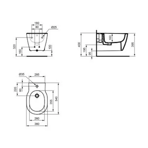Bideu suspendat Ideal Standard Connect 36x54 cm [2]