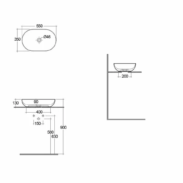 Lavoar rotund gri mat Rak Feeling 42 cm [5]