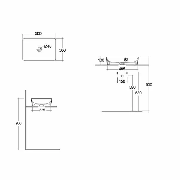 Lavoar cappuccino rectangular Rak Feeling 50x36 cm [5]