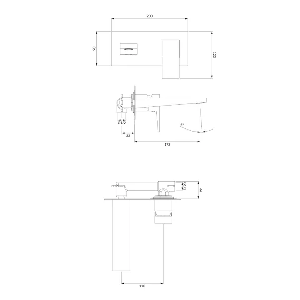 Baterie lavoar incastrata Omnires Fresh cu corp ingropat [4]