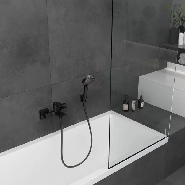 Set baterii lavoar, cada si set de dus Hansgrohe Vernis Shape negru mat [4]