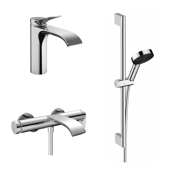 Seturi baterii - Set baterii lavoar, cada si set de dus Hansgrohe Vivenis crom