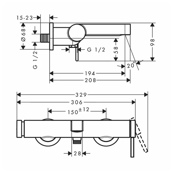 Set baterii lavoar, cada si set de dus Hansgrohe Finoris crom [8]