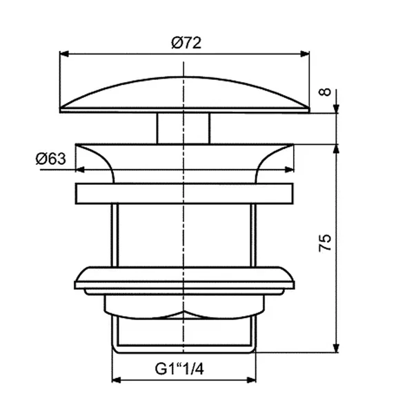 Ventil Ideal Standard pentru lavoare fara preaplin negru mat [3]