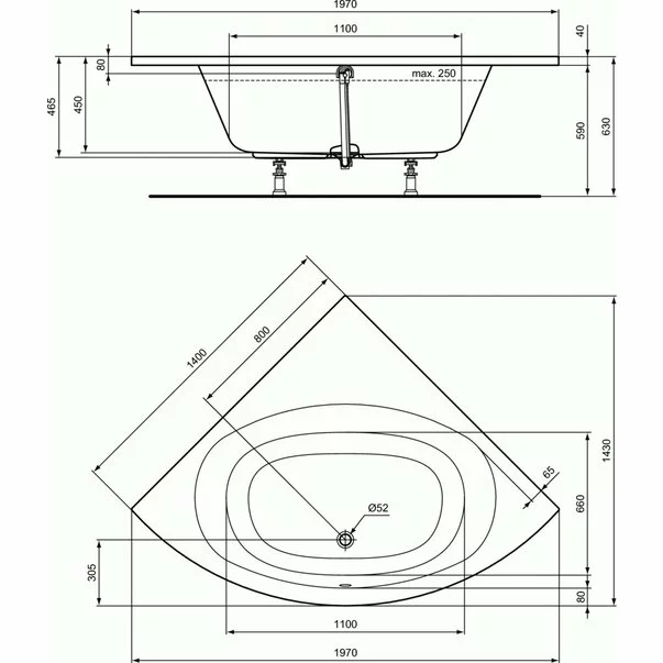 Cada de colt Ideal Standard Hotline 140x140cm [4]