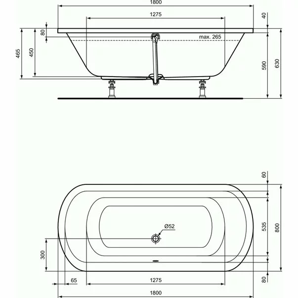 Cada ovala Ideal Standard Hotline 180x80 cm [2]