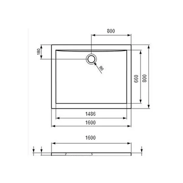 Cadita de dus dreptunghiulara Ideal Standard Ultra Flat 160x80 cm [3]