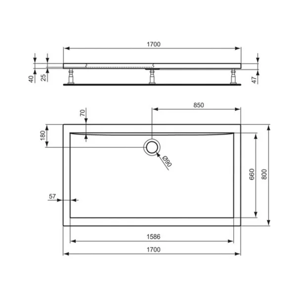 Cadita de dus dreptunghiulara Ideal Standard Ultra Flat 170x80 cm [3]