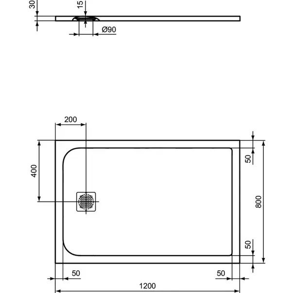 Cadita de dus dreptunghiulara Ideal Standard Ultra Flat S 120x80 cm gri [2]