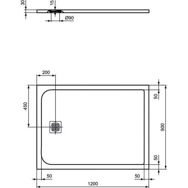 Cadita de dus dreptunghiulara Ideal Standard Ultra Flat S 120x90 cm nisipiu [2]