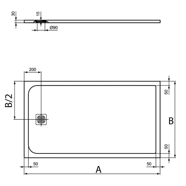 Cadita de dus dreptunghiulara Ideal Standard Ultra Flat S 120x100 cm nisipiu [2]