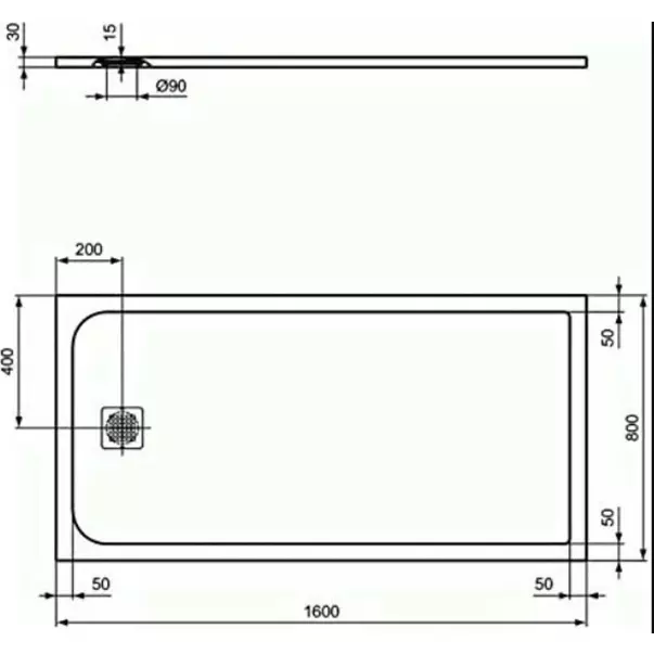 Cadita de dus dreptunghiulara Ideal Standard Ultra Flat S 160x80 cm gri [2]