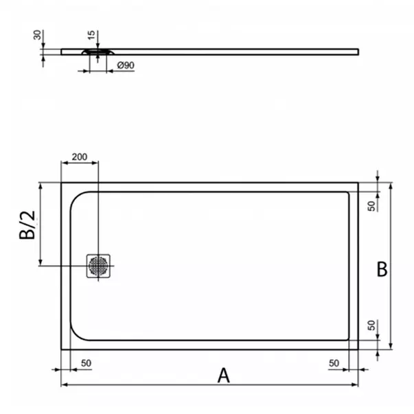Cadita de dus dreptunghiulara Ideal Standard Ultra Flat S 160x90 cm gri [2]
