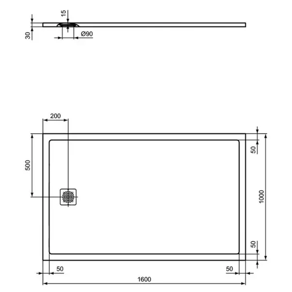 Cadita de dus dreptunghiulara Ideal Standard Ultra Flat S 160x100 cm gri [2]