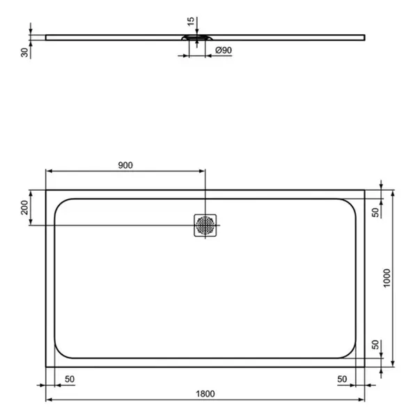 Cadita de dus dreptunghiulara Ideal Standard Ultra Flat S 180x100 cm gri asfaltic [2]